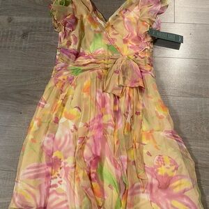Floral V-Neck Dress with Ruffle